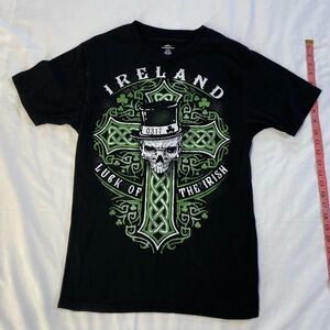 Ireland "Luck of the Irish" Skull Graphic Tee - Black & Green